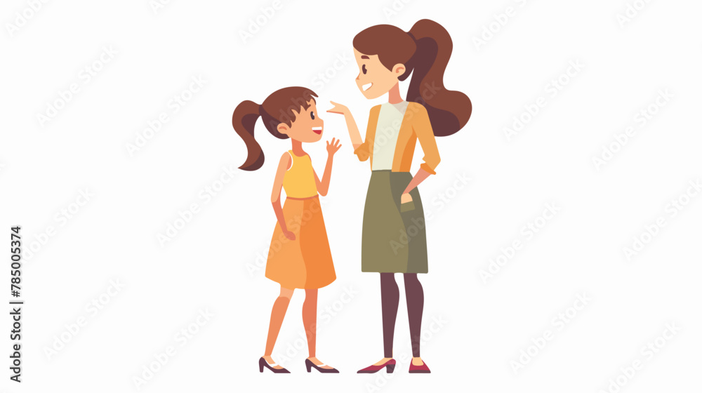 Trusting daughter telling secrets in mom ear standing