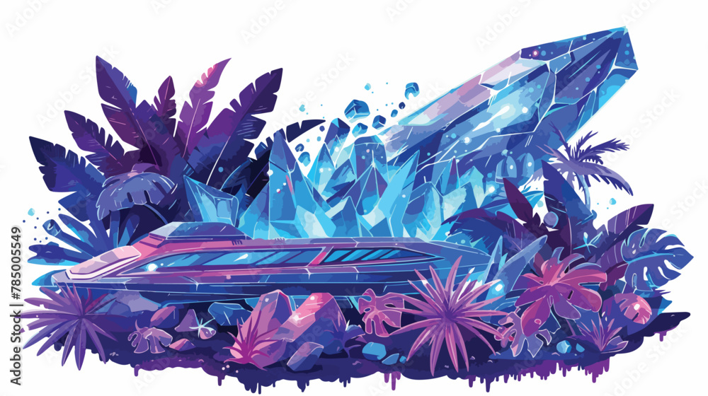 A spaceship that resembles a giant floating crystalA