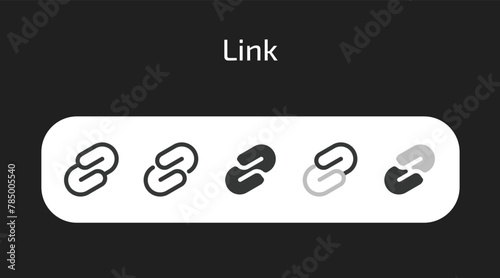 Link icons in 5 different styles as vector	