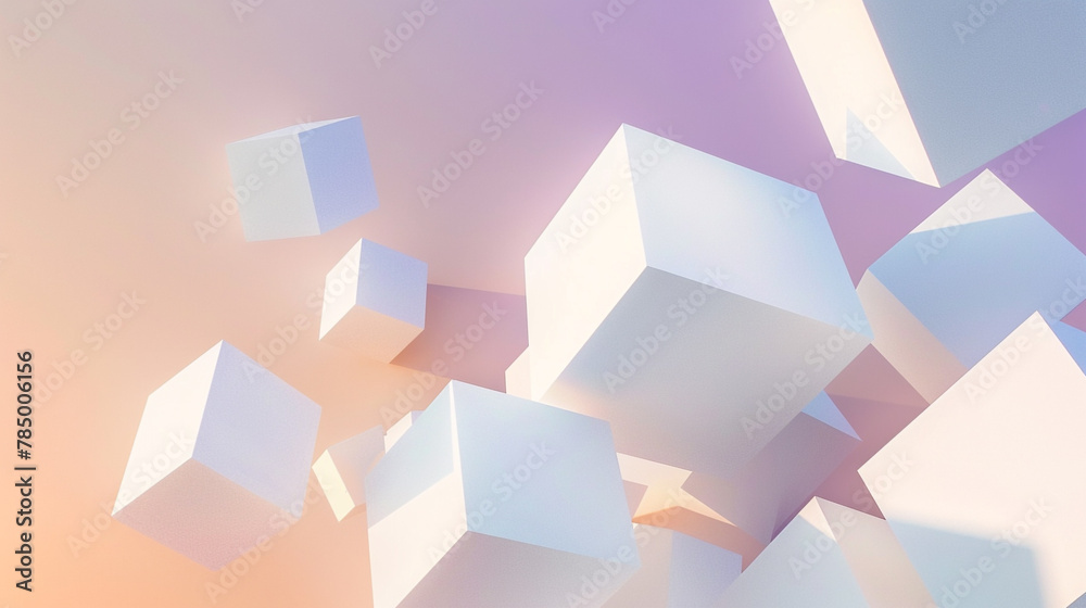 Serene sunrise in 3D architecture with peach gradient. Serene sunrise in 3D architecture with peach gradient.