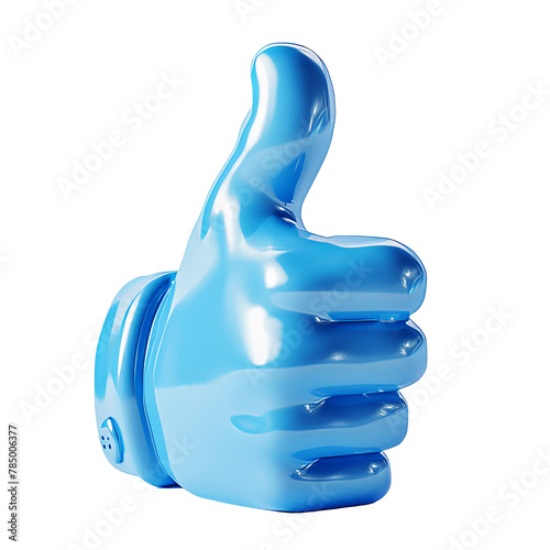 3d thumbs-up icon illustrations in blue color glossy isolated on white background