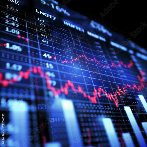 Stock market chart on screen for business analysis. Finance and economic digital graphs.