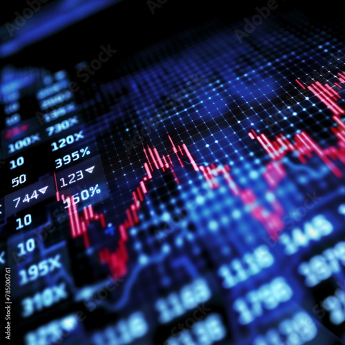 Stock market chart on screen for business analysis. Finance and economic digital graphs.