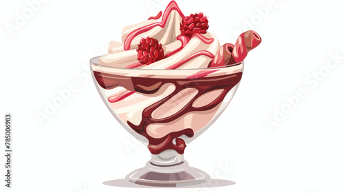 A sundae with a unique pork intestine filling Flat vector