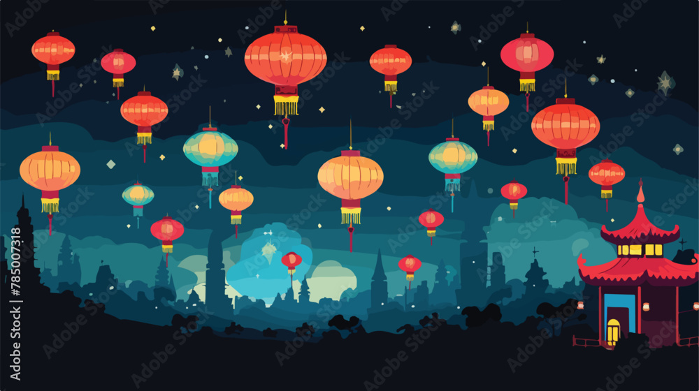 A traditional Chinese lantern festival with colorful