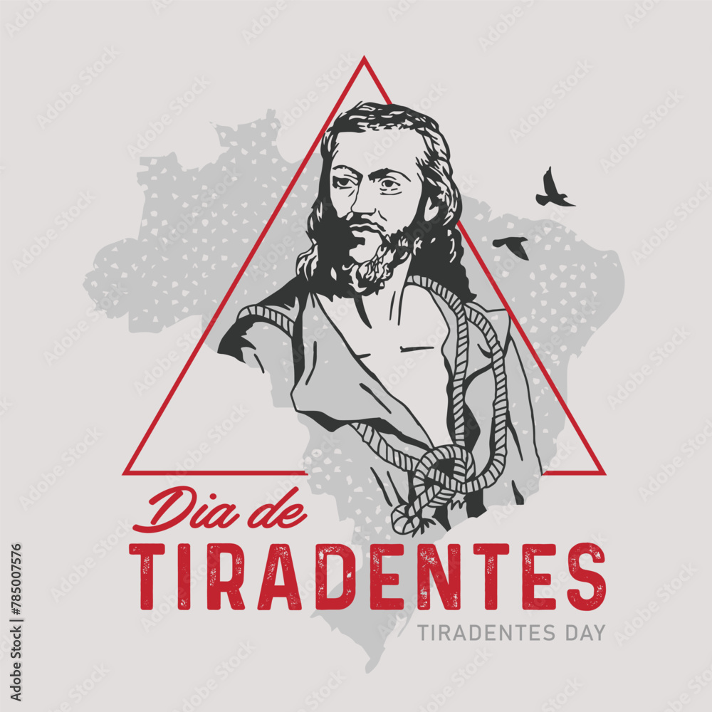 Naklejka premium VECTORS. Editable banner for Tiradentes Day in Brazil. His martyrdom led to Tiradentes (Joaquim Jose da Silva Xavier) becoming considered a national hero