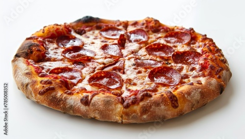 Delicious Pepperoni Pizza on White Background