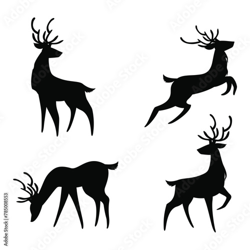 Set Of Black Deer Silhouettes