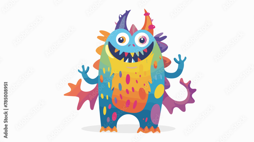 Crayon monster vector illustration isolated on a white