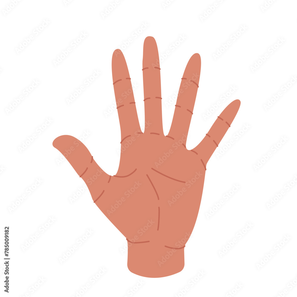 Hand showing number five on white background. Fingers number gesture isolated. High five Hand showing number five on white background. Fingers number gesture isolated. High five