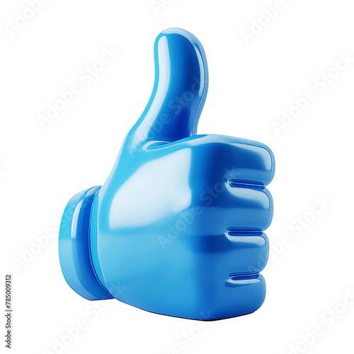 3d blue thumbs-up icon isolated on a transparent or white for appreciation great cheer-up 