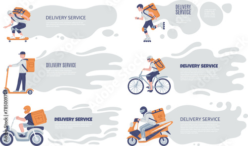 Delivery service web design templates set.