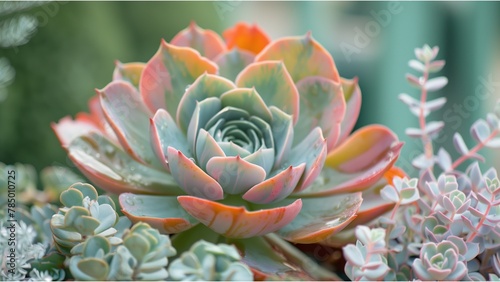 a succulent plant with plump, rounded leaves that have a gradient of colors ranging from green to red