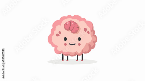 Cute brain cartoon Flat vector isolated on white background