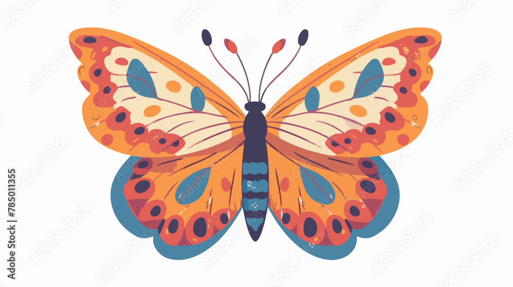 Cute cartoon butterfly vector illustration isolated o