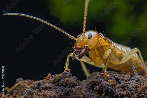 Mystic portrait of Powderpost Termite, beside view, full body shot, Close-up View,  photo