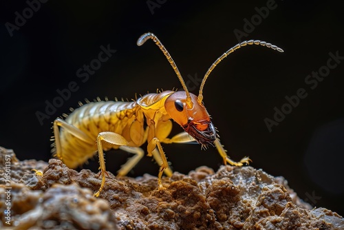 Mystic portrait of Powderpost Termite beside view, full body shot, Close-up View,  photo