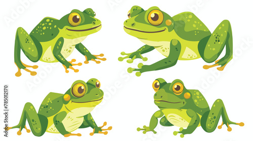 Cute cartoon Frog clipart page for kids. Vector illustration