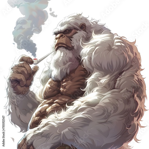 Stylized Bigfoot Smoking Marijuana in Elegant Anime Inspired