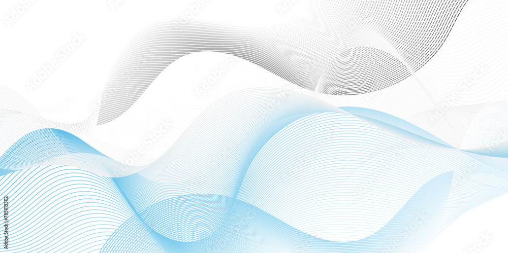 Abstract white and blue digital blend wave lines and technology ...