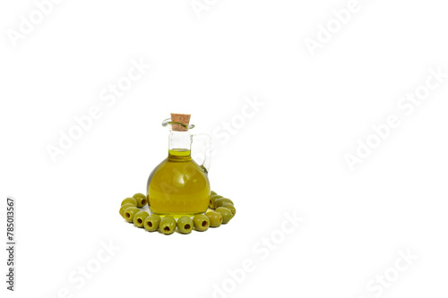Oliwa z oliwek extra virgin w przezroczystej szklanej butelce