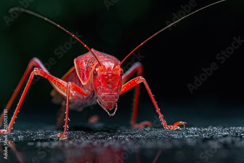 Mystic portrait of Red Katydid beside view, full body shot, Close-up View,  © Tebha Workspace