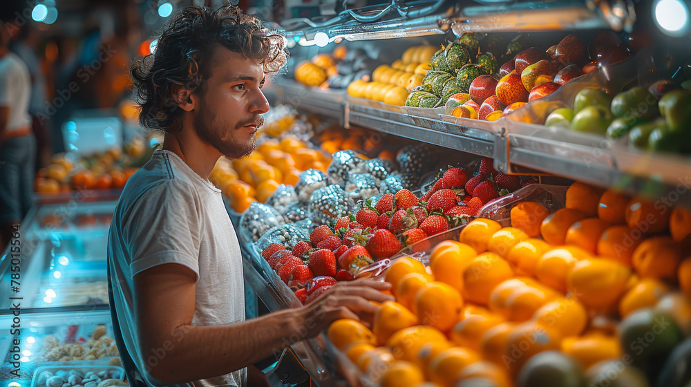 Fruit Merchant: Man Selling Fresh Produce