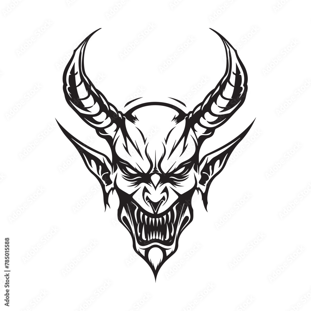 Devil black and white man logo design Vector, Illustration of a Head Devil Devil black and white man logo design Vector, Illustration of a Head Devil