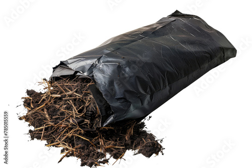 Black Bag Filled With Dirt Next to Pile of Dirt