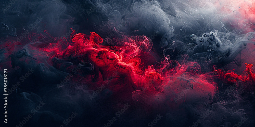 Red and black pure smoke background white high quality wallpaper  - obrazy, fototapety, plakaty 
