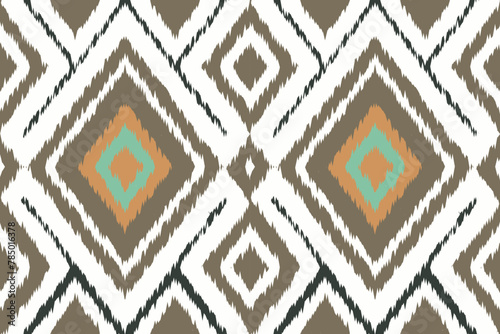 Ethnic ikat seamless pattern in tribal. Fabric American, Mexican style. Design for background, wallpaper, illustration, fabric, clothing, carpet, textile, batik, embroidery.