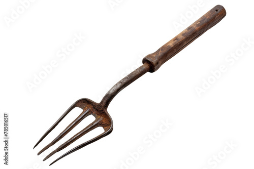 Fork With Wooden Handle on White Background