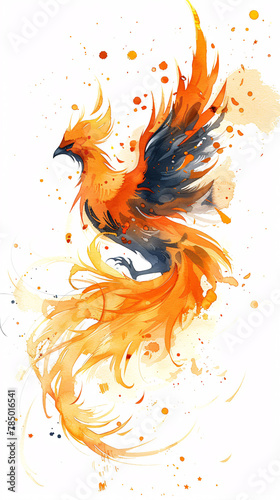 National trend phoenix illustration element, national trend festival scene concept illustration