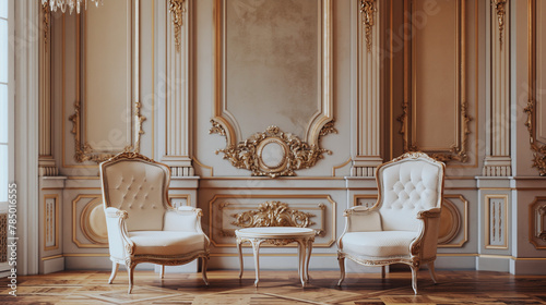 ヨーロッパの王室アンティーク調の部屋とソファ European antique royal room and sofa photo