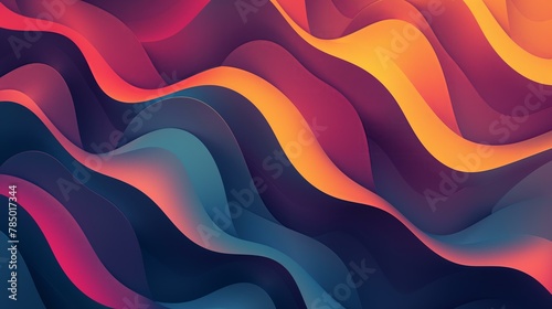 A colorful wave pattern with a blue and orange stripe. The colors are vibrant and the pattern is dynamic