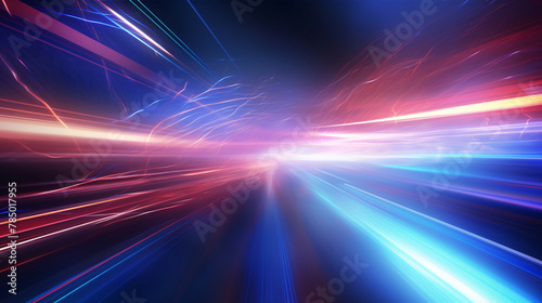 Futuristic abstract background with blue lines and lights, abstract blue PPT background concept illustration with light rays