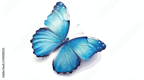 Bright blue butterfly isolated on white background