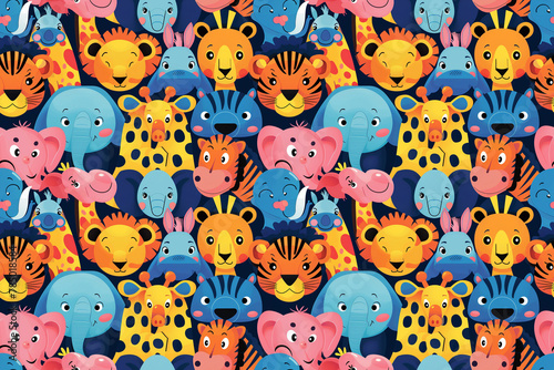 Cute and colorful African animals pattern for a playful look
