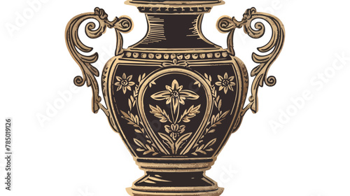 Bronze vase vintage engraved illustration. Vector