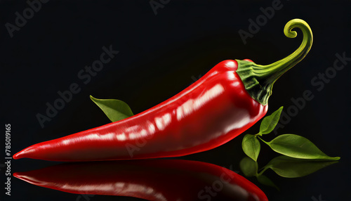 Chili pepper isolated on black background photo