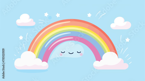 Cute rainbow arc with separate stripes skewed to left