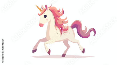 Cute unicorn cartoon Flat vector isolated on white background