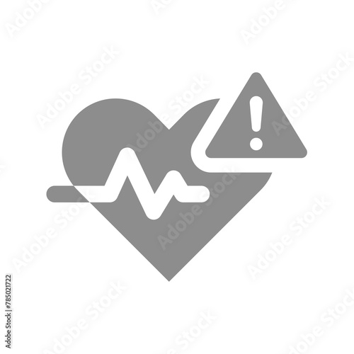 Heartbeat with exclamation problem alert vector. Heart health issue warning icon.