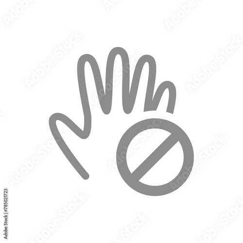 No touching, do not touch sign with hand. No manual handling vector icon.