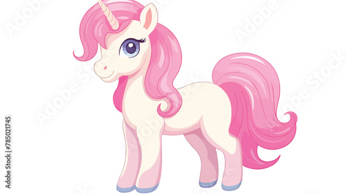 Cute unicorn in cartoon flat style. Vector illustration