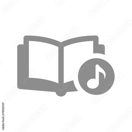 Audio book vector icon. Audiobook with music note symbol.