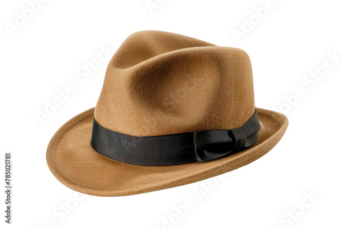 Brown Hat With Black Ribbon