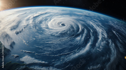 宇宙から見た地球の台風やハリケーンの雨雲 Clouds of typhoon and hurricane photo