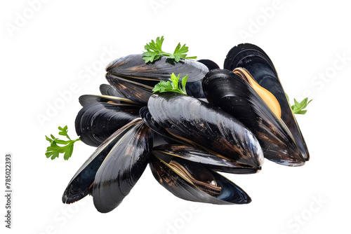Pile of Mussels With Parsley on Top