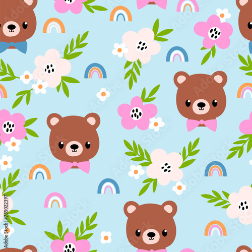 Seamless pattern with cute bears
